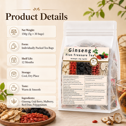 Ginseng Five-Treasure Tea | Restore Energy, Stamina & Daily Vitality-ASS1