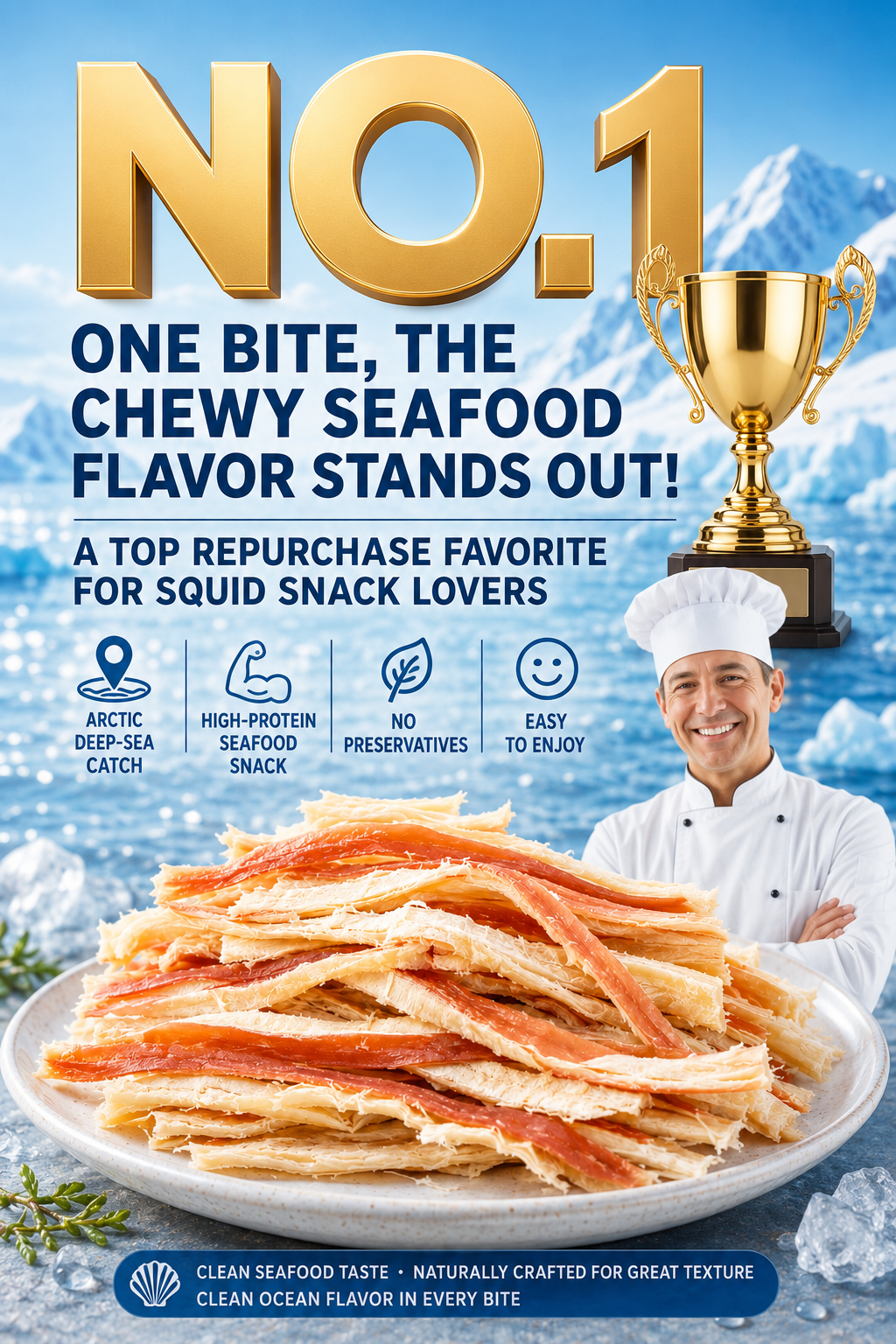 Arctic Deep-Sea Squid Ready-to-Eat Hand-Torn Squid Strips-9SLL
