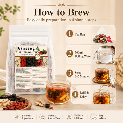 Ginseng Five-Treasure Tea | Restore Energy, Stamina & Daily Vitality-ASS1