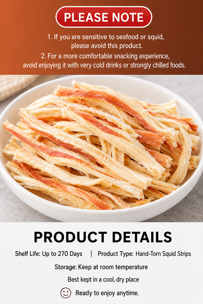 Arctic Deep-Sea Squid Ready-to-Eat Hand-Torn Squid Strips-9SLL
