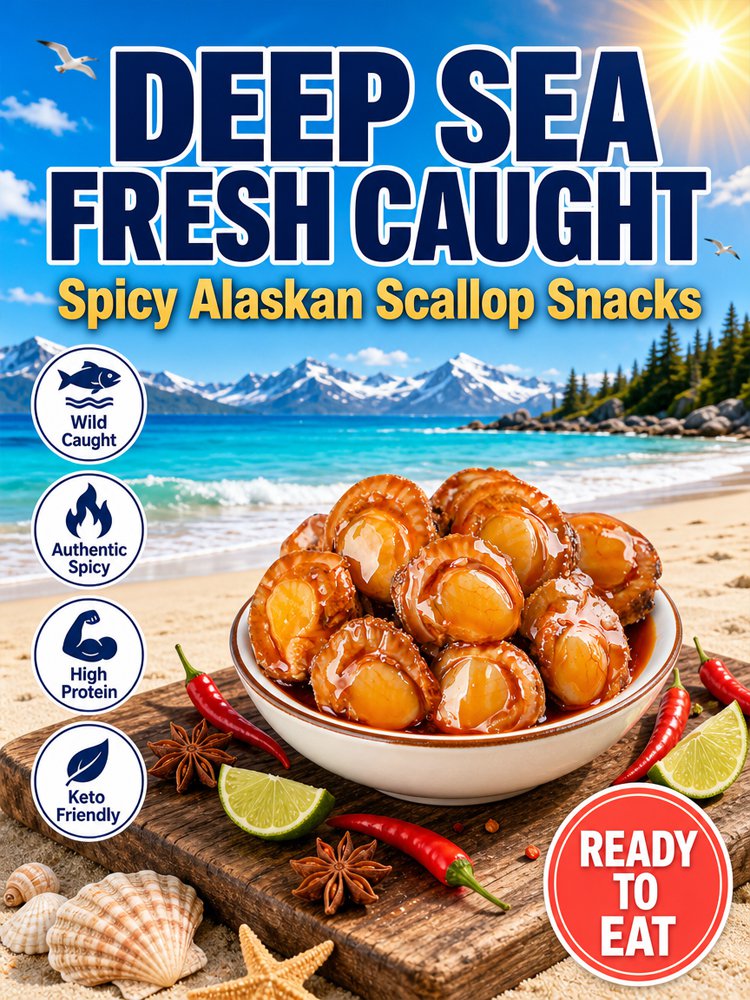 Wild-Caught Alaska Spicy Scallops – Premium Seafood Snack-ASS1